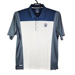Men's Blue & White Adidas Golf Puremotion Coolmax Polo Shirt Short Sleeve L